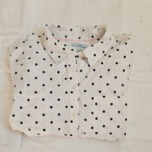 White Polka Dot Button-Up Shirt